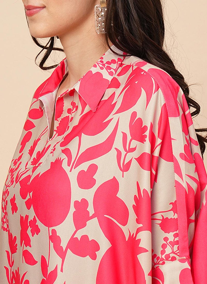 جلو باص طقم نسائي مطبوع بالزهور بستايل القميص من جلوبس - Image 5